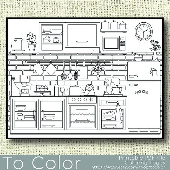 Kitchen Coloring Pages For Adults