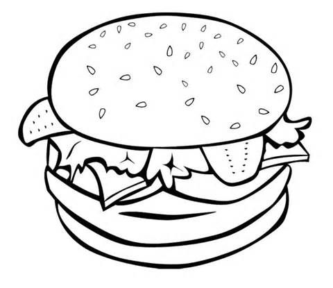 Simple Hamburger Coloring Page