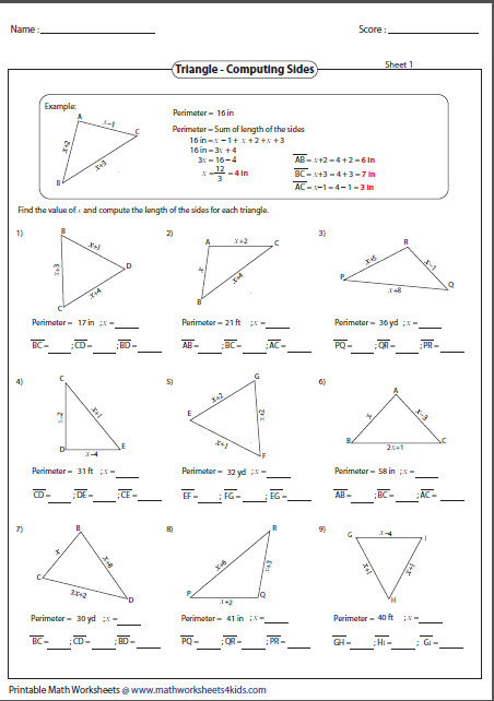 Triangle Sum And Exterior Angle Theorem Worksheet Answers