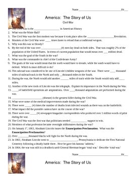 Answer Key America The Story Of Us Civil War Worksheets Answers