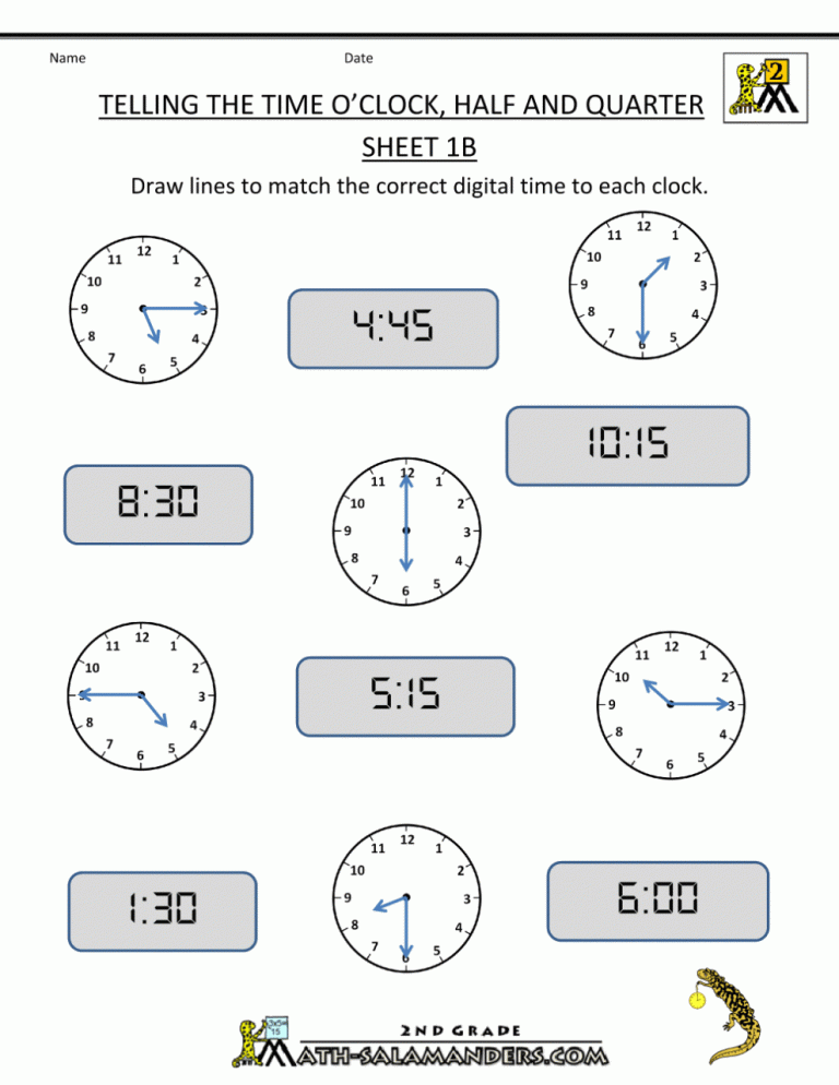 4th Grade Telling Time Worksheets