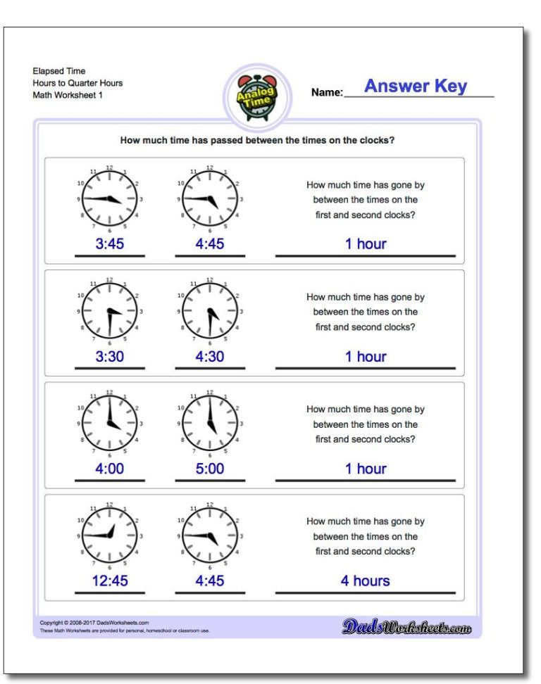 3rd Grade Elapsed Time Worksheets Grade 3