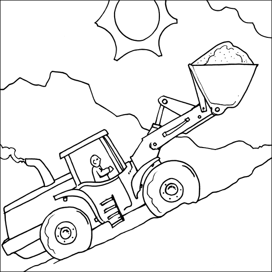 Simple Digger Colouring Pages