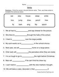1st Grade Action Words Worksheet For Grade 2