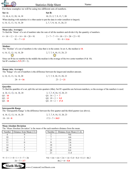 Answer Key Calculating Standard Deviation Worksheet