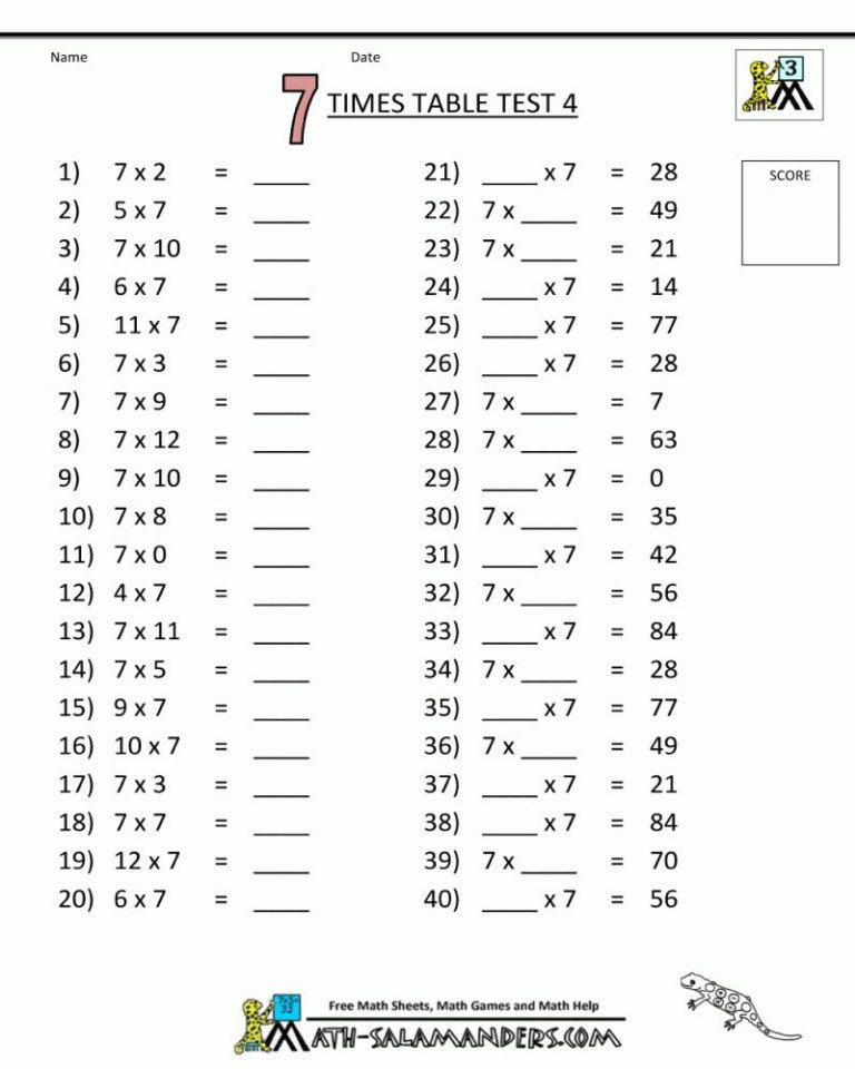 7th Grade Minute Math Worksheets Answers