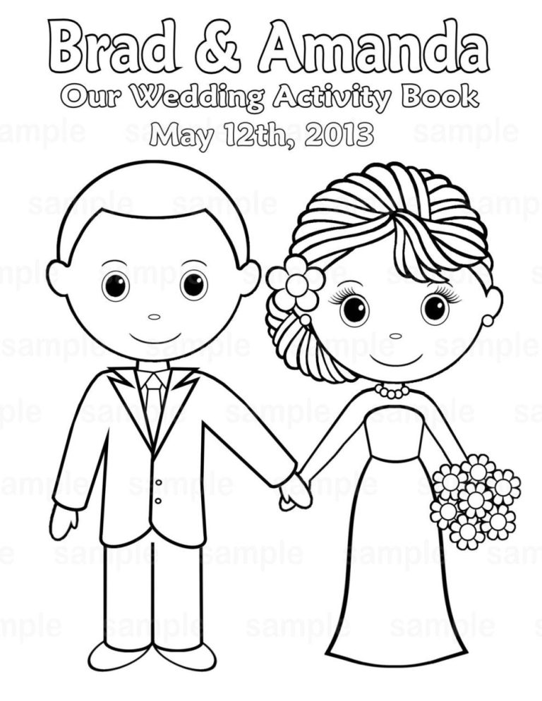 Cute Bride And Groom Coloring Pages
