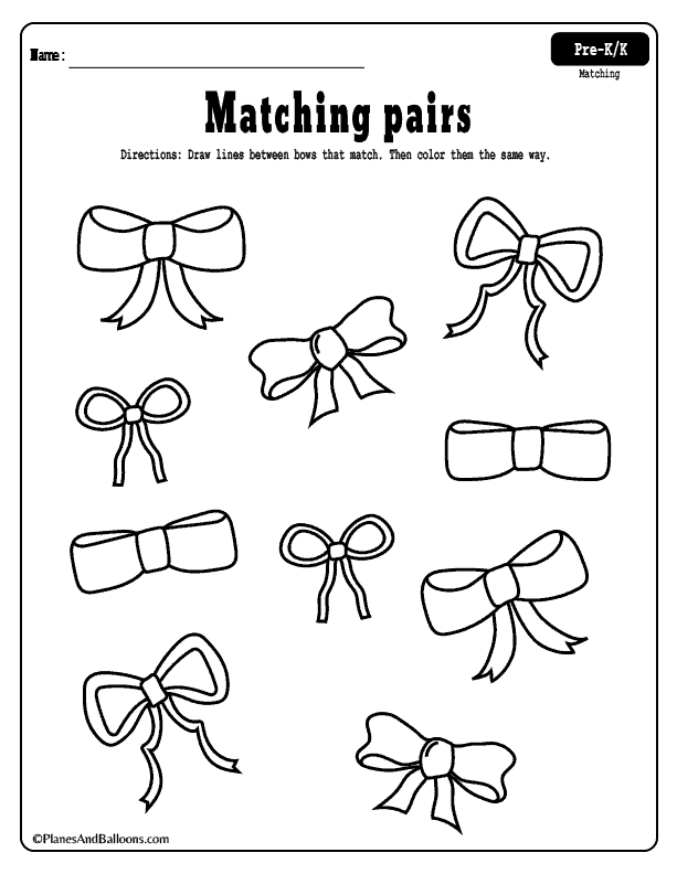 Number Matching Worksheets For 3 Year Olds