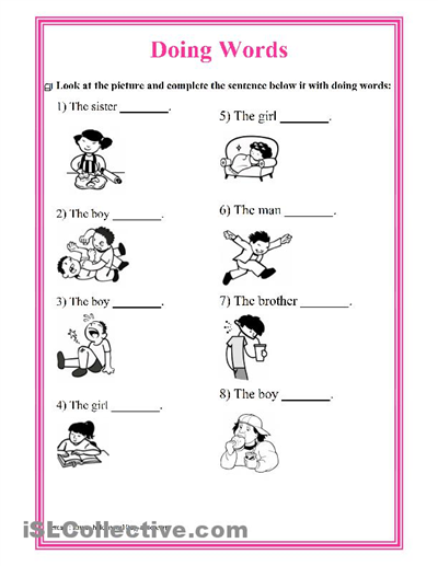Printable Action Words Worksheet For Grade 1 Pdf