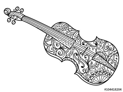 Mandala Violin Coloring Page