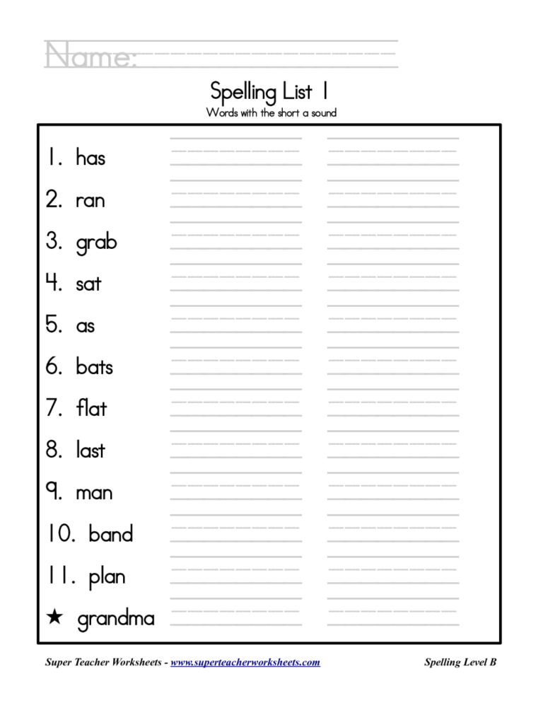 Printable 2nd Grade Spelling Worksheets For Grade 2
