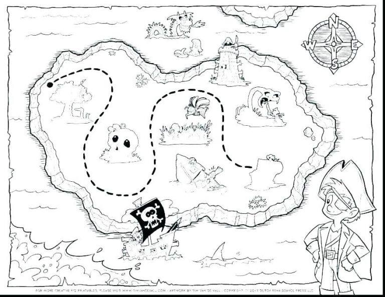 Pirate Treasure Map Coloring Page
