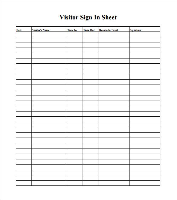 Free Printable Employee Sign In Sheet Template