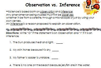 Observations And Inferences 1 Worksheet Answers