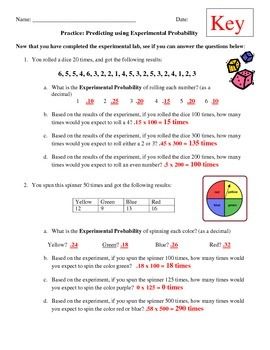 Theoretical Vs Experimental Probability Worksheet Answers