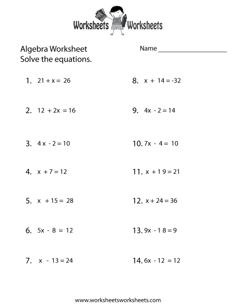 Free Printable 9th Grade Algebra Worksheets