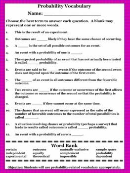 Theoretical And Experimental Probability Worksheet 7th Grade Answers