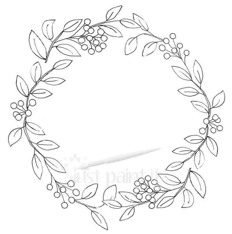 Simple Flower Wreath Coloring Page
