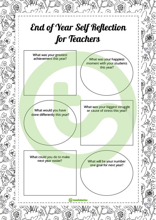 Self Reflection Sheet For Teachers