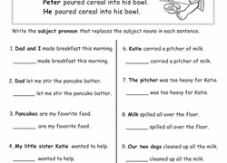 Free Printable Pronoun Worksheets 3rd Grade