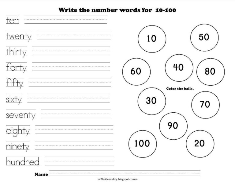 Writing Number Words Worksheet 1-20