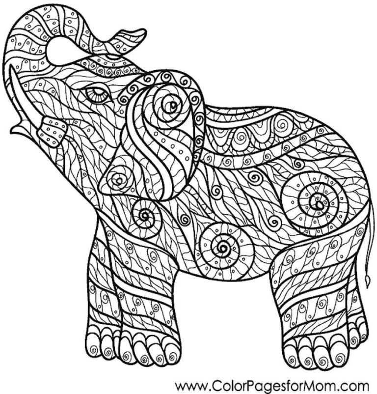 Difficult Elephant Coloring Pages For Adults