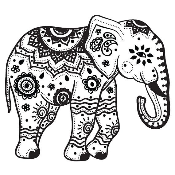 Simple Elephant Coloring Pages For Adults