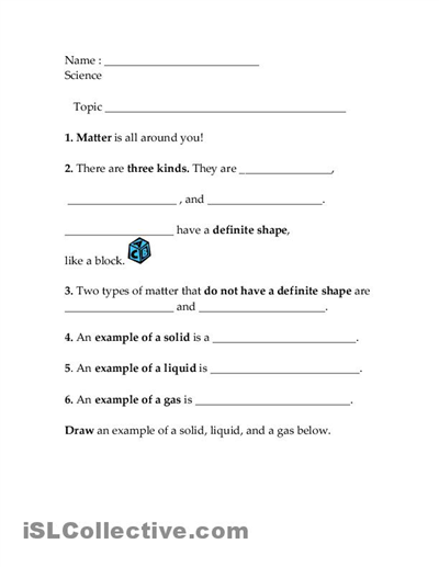 Printable Grade 5 Science Worksheets