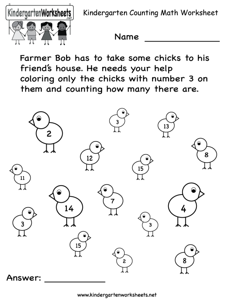 Counting Mathematics Worksheets For Kindergarten
