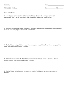 Chemistry Half Life Problems Worksheet Answers