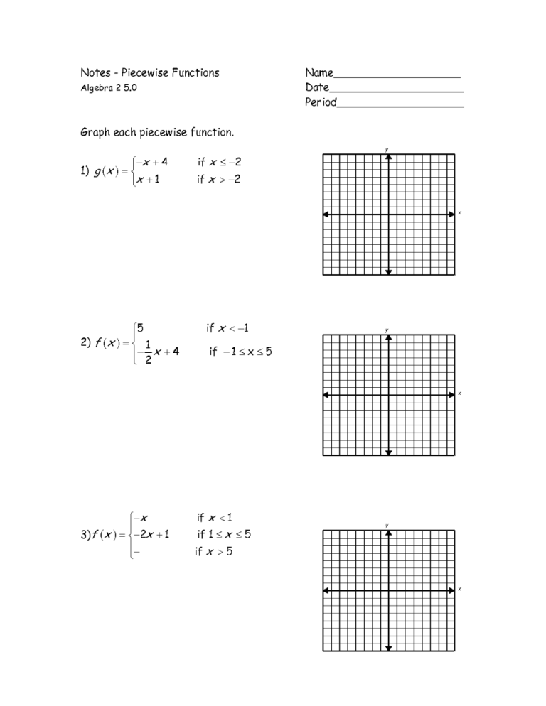 Graphing Functions Practice Worksheets
