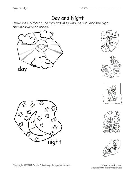 Preschool Day And Night Worksheets For Kindergarten