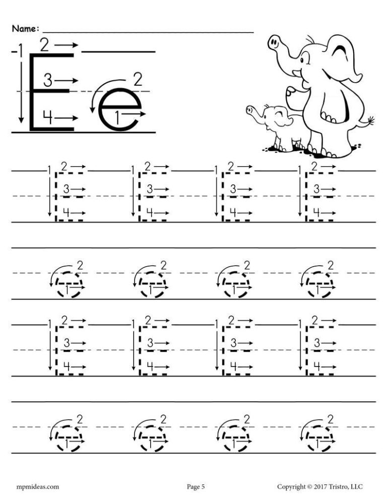 Printable Letter E Worksheets Preschool