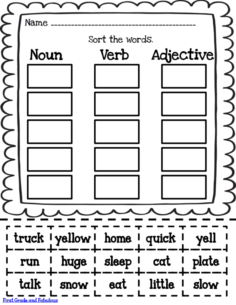 Pdf First Grade Noun Worksheets For Grade 1
