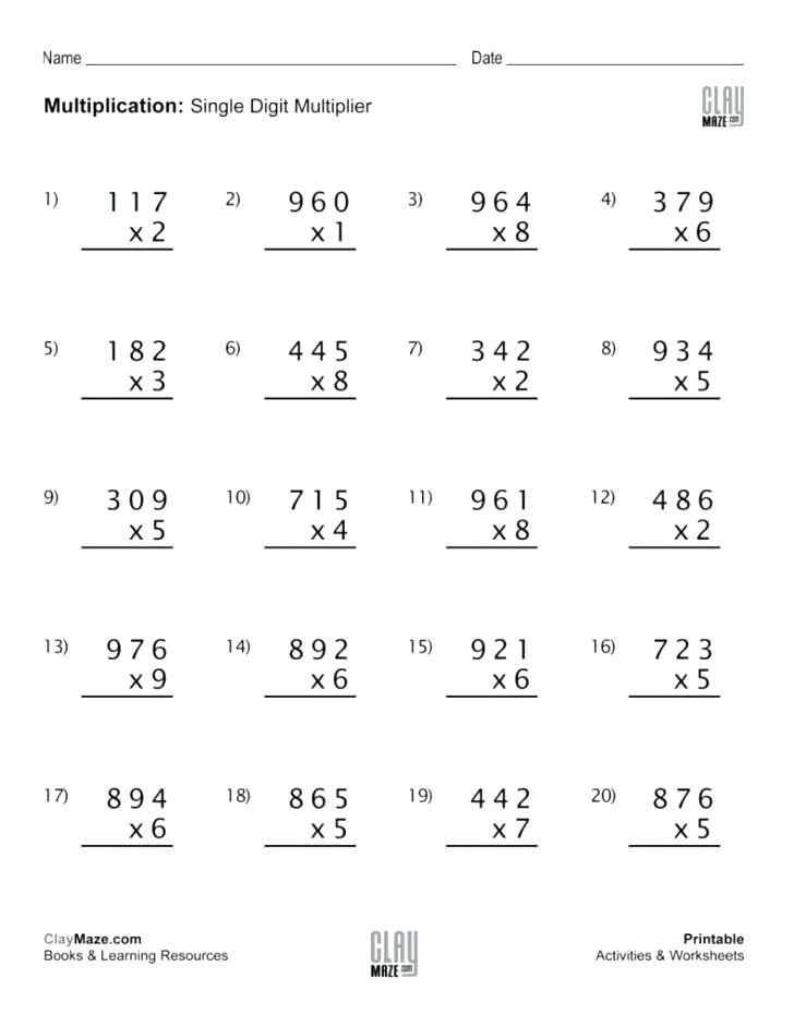 5th Grade Two Digit Multiplication Worksheets Pdf