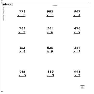 3 Digit By 2 Digit Multiplication Worksheets With Answers