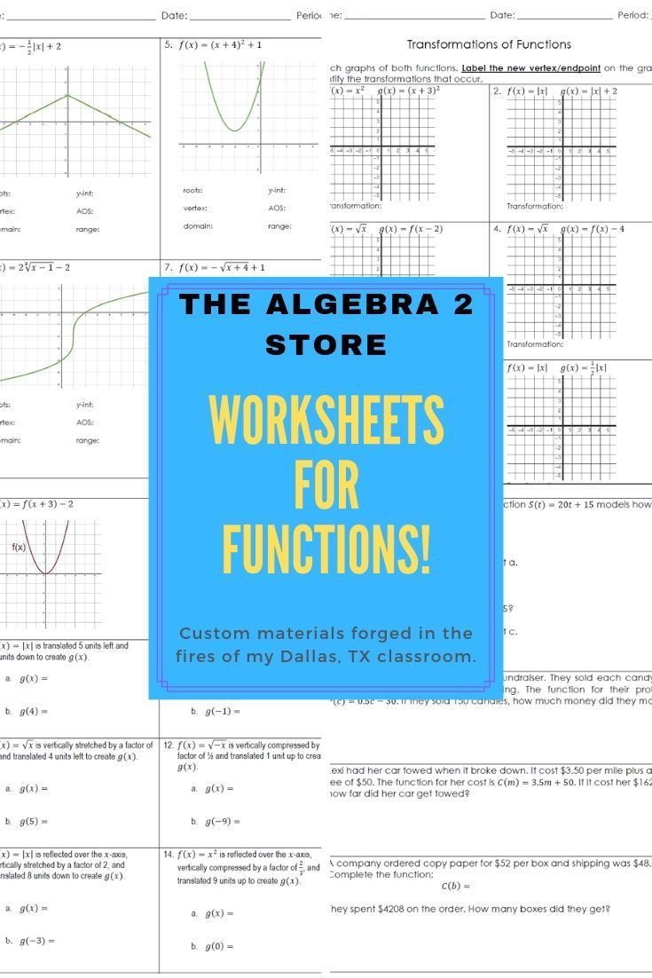 Algebra 2 Graphing Inverse Functions Worksheet
