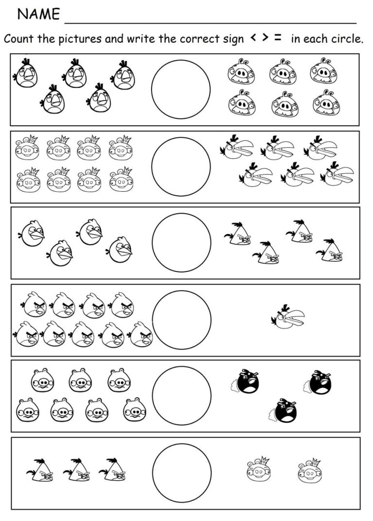 Math Comparison Worksheet For Kindergarten