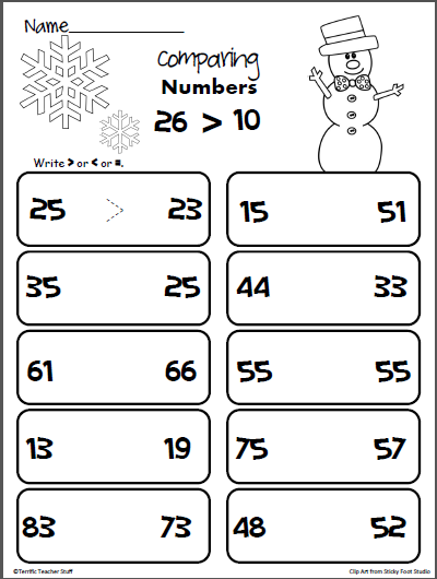 Comparison Of Numbers Worksheet For Class 1