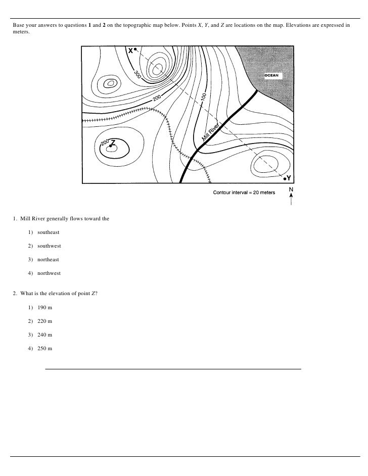 Earth Science Topographic Map Worksheet Answers
