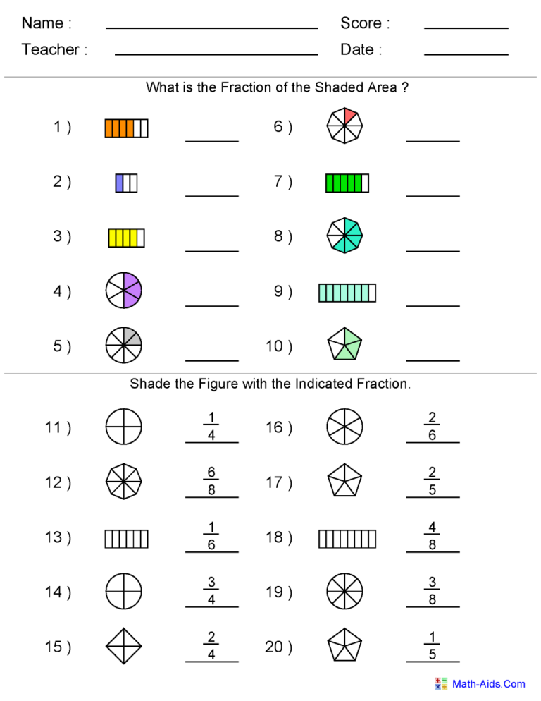 Math-aids.com Fractions Worksheets Equivalent Fractions
