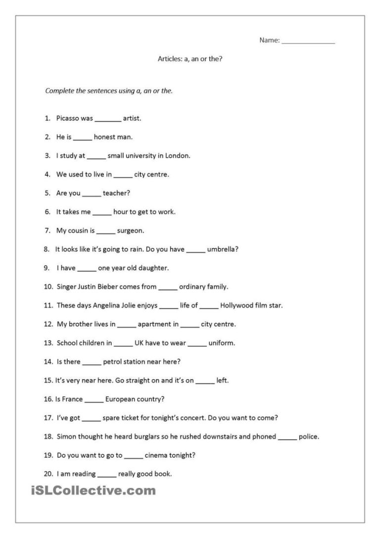 Answer Key Noun Worksheets For Grade 1 With Answers