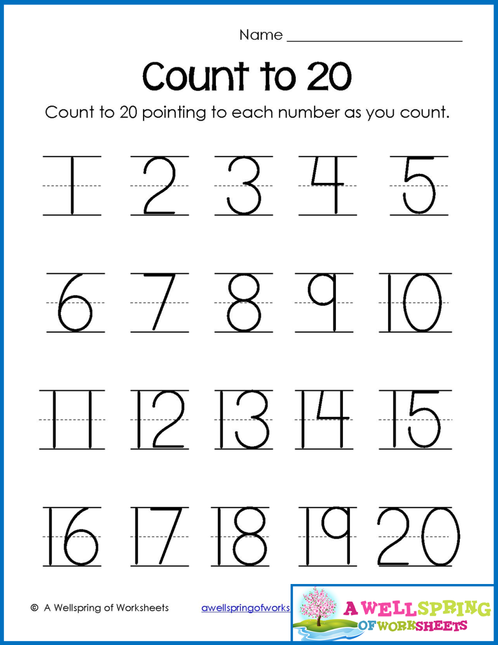 Number Tracing Sheet 1-20
