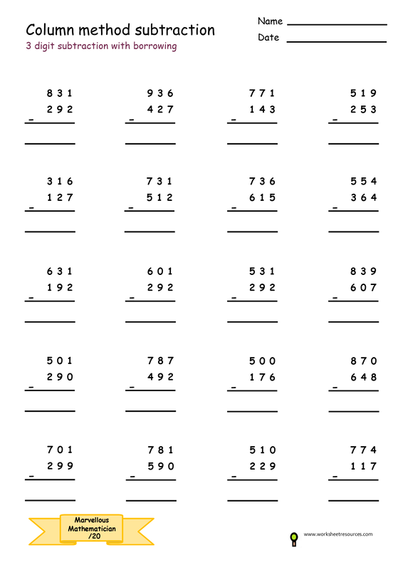 Addition Year 3 Maths Worksheets