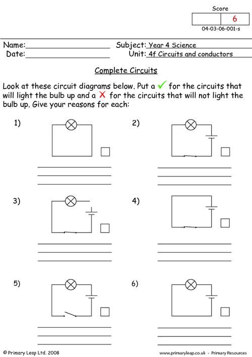 Electricity Worksheet Pdf Grade 4
