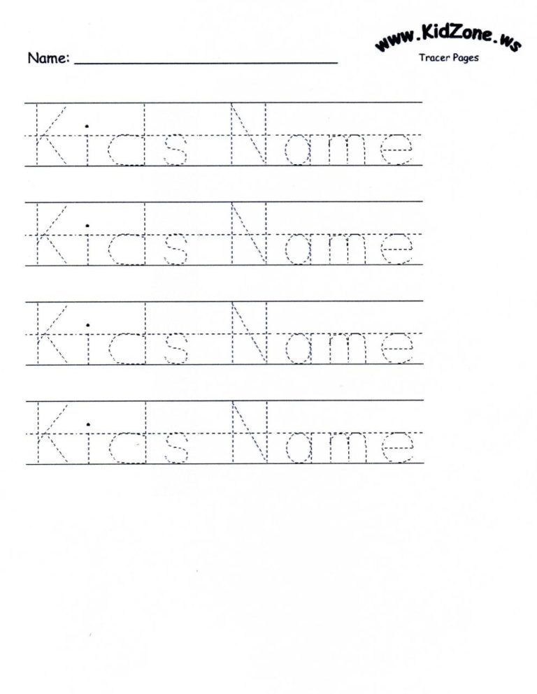 Preschool Free Name Writing Worksheets