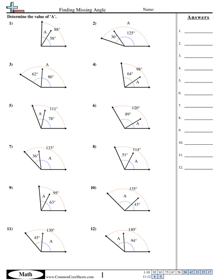 Find The Missing Angle Measure Worksheet Answers