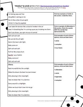 Identifying Poetic Devices Worksheet Answers