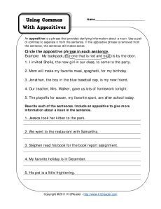 5th Grade Appositive Phrase Worksheet
