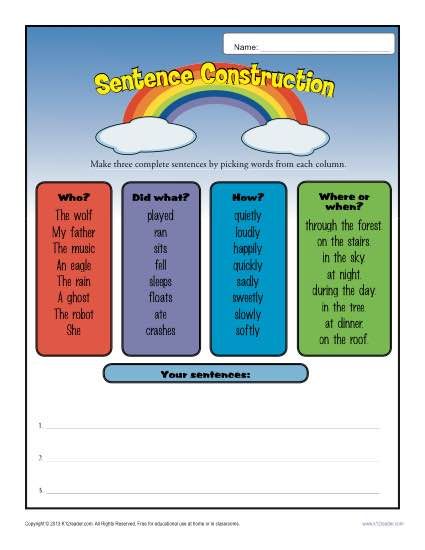 Simple Sentence Worksheets Ks1